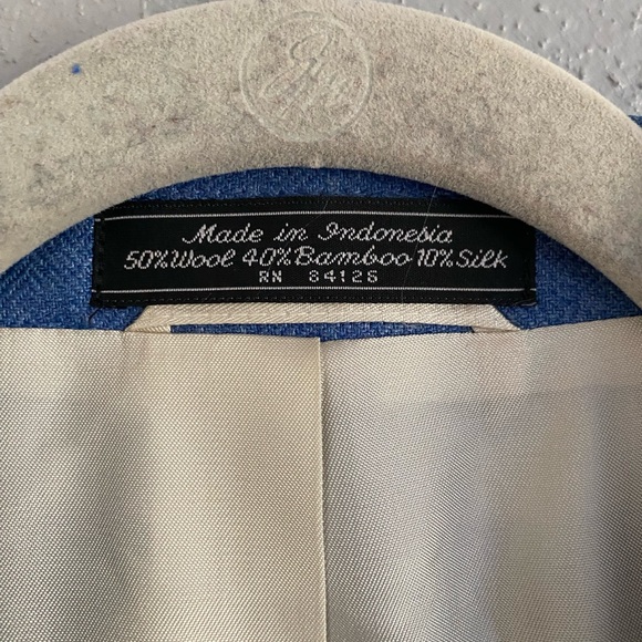 Coconut Grove Blazer Men’s Size 44 Blue Two Button Wool Bamboo Silk Work Party - Picture 2 of 11